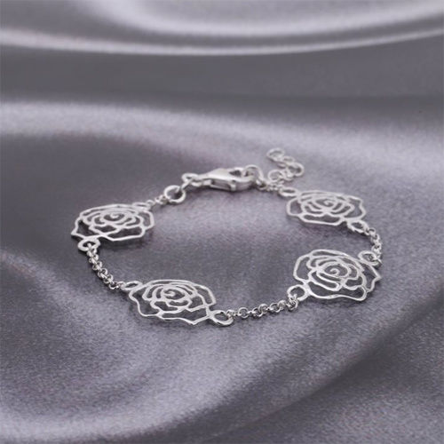 Modern Multi-Roses Silver Bracelet