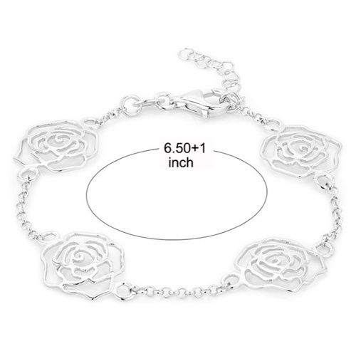 Modern Multi-Roses Silver Bracelet