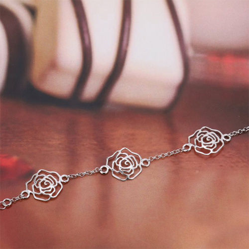 Modern Multi-Roses Silver Bracelet