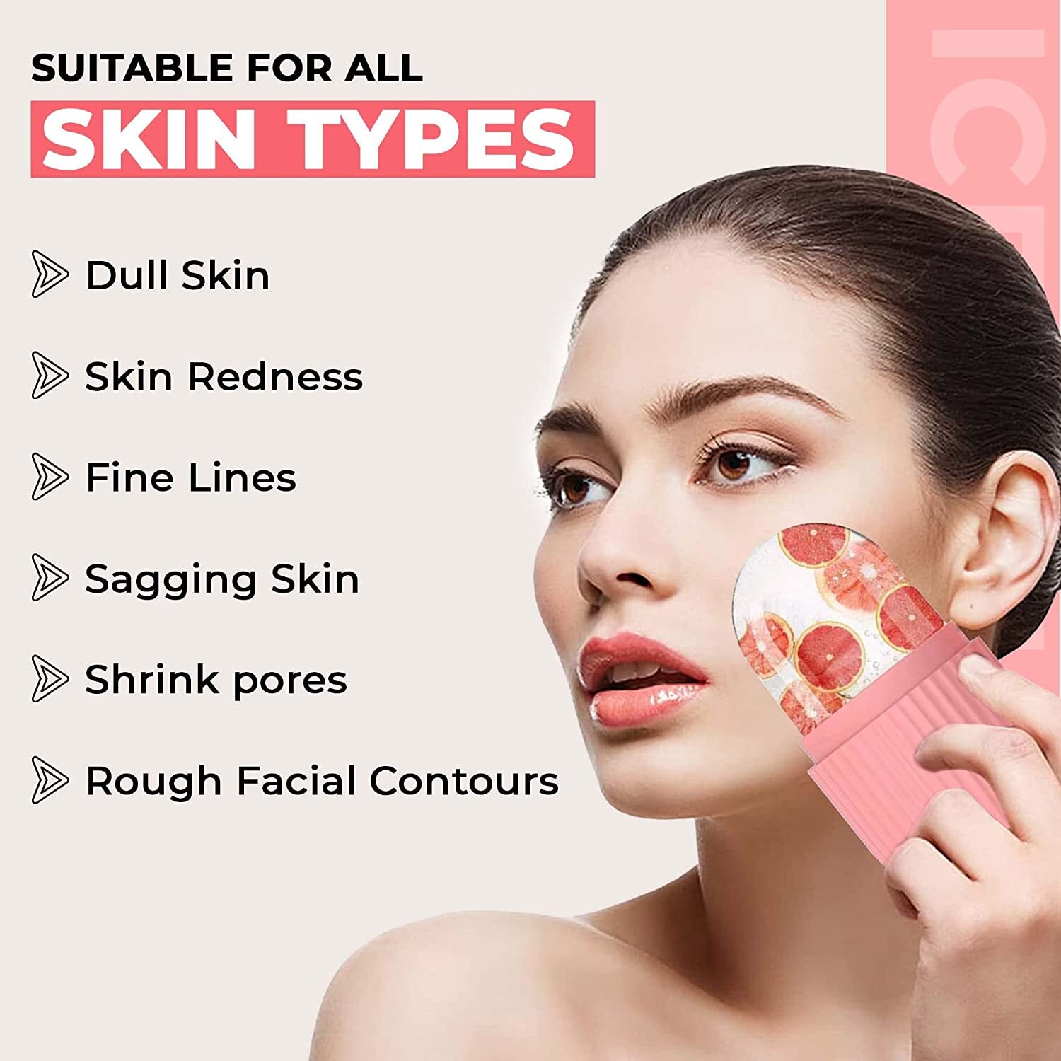 Ice Roller for Face Puffy Eyes and Neck Easy to Hold and Use Reusable Facial Beauty Ice Roller for Glowing and Clear Skin