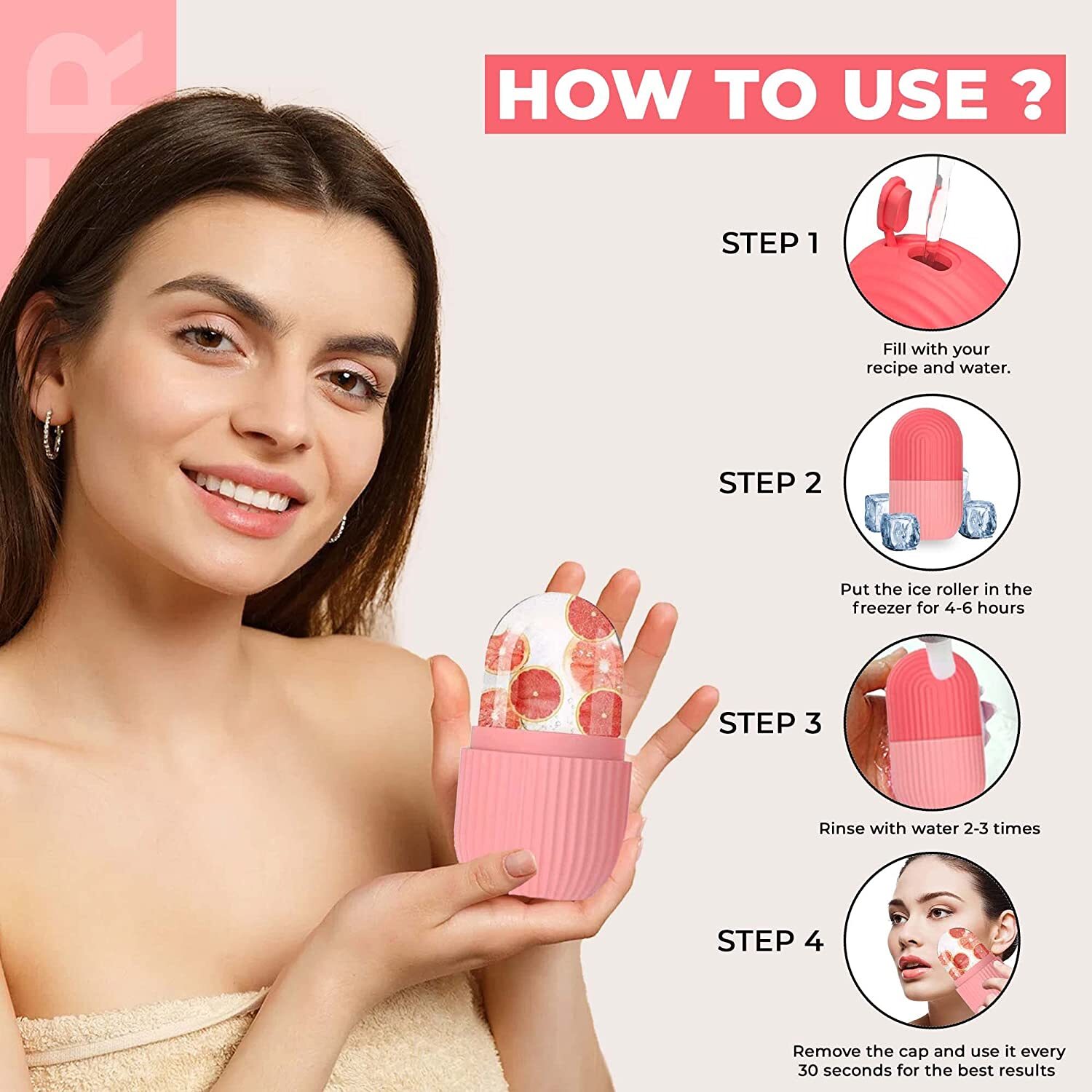 Ice Roller for Face Puffy Eyes and Neck Easy to Hold and Use Reusable Facial Beauty Ice Roller for Glowing and Clear Skin