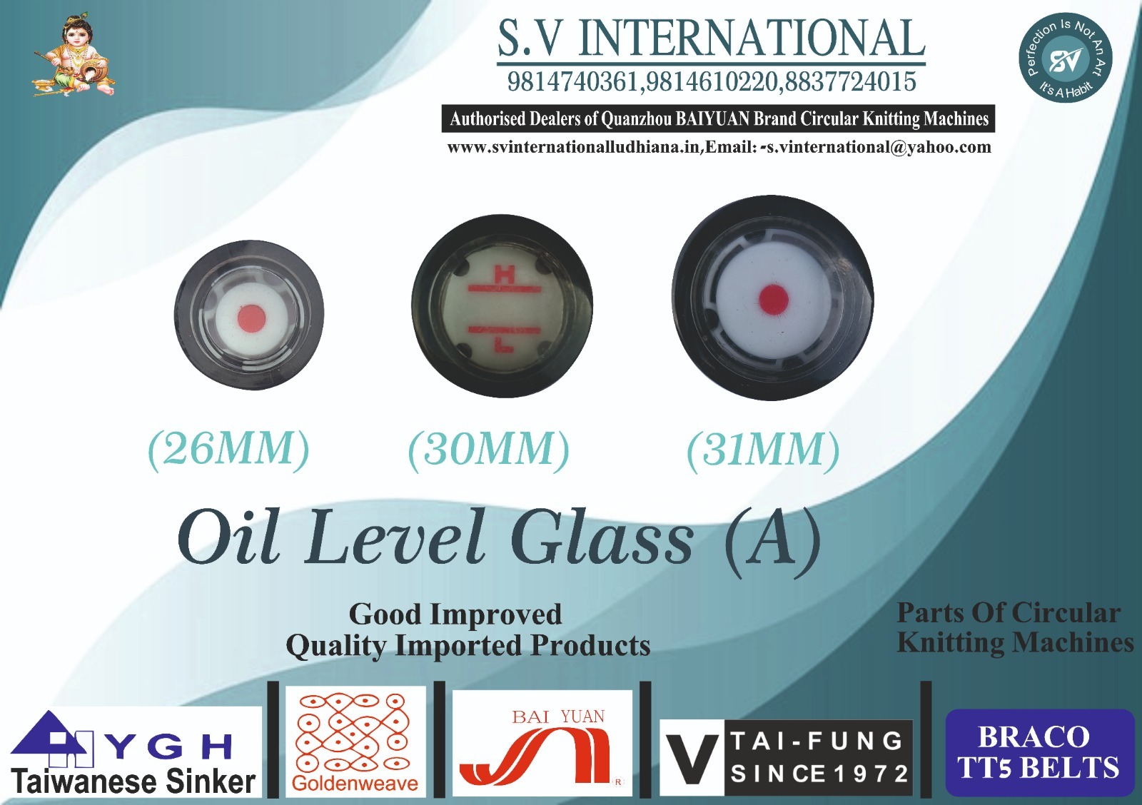 Oil Level Glass (A) - (26MM) (30MM) and (31MM)