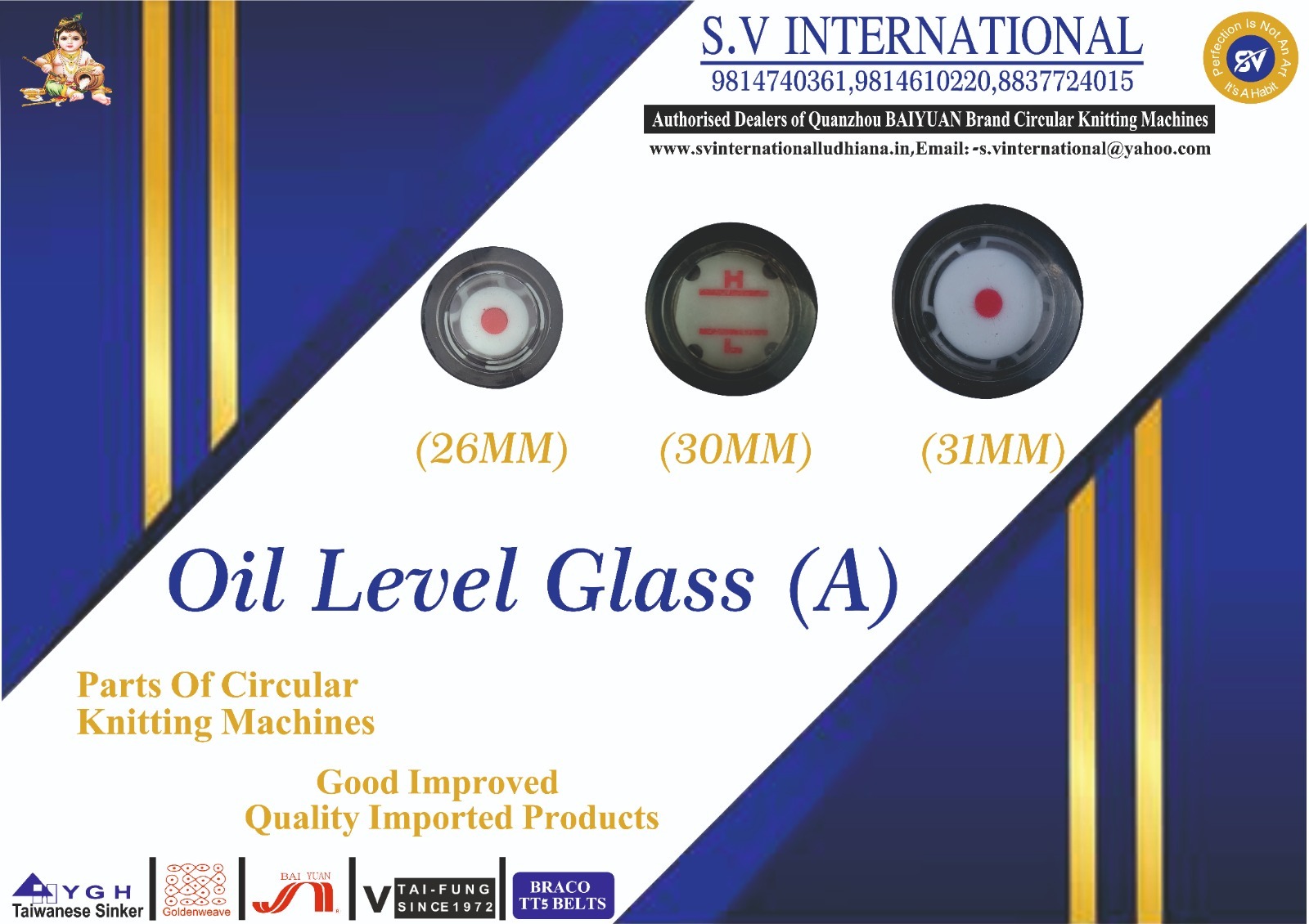 Oil Level Glass (A) - (26MM) (30MM) and (31MM)