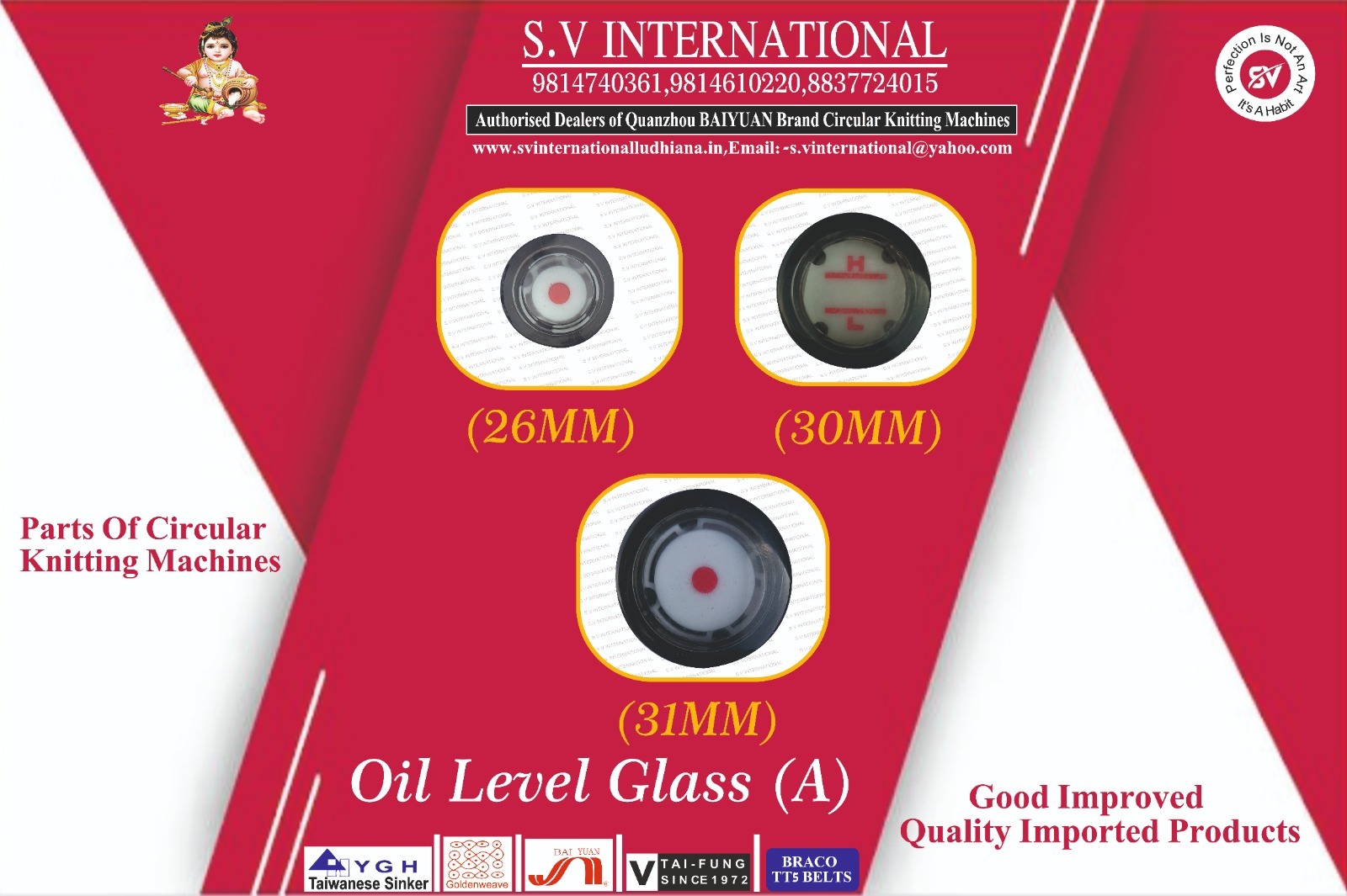 Oil Level Glass (A) - (26MM) (30MM) and (31MM)