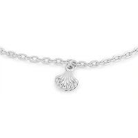 Hanging Shell And Natural Beads Silver Anklet