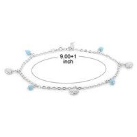 Hanging Shell And Natural Beads Silver Anklet