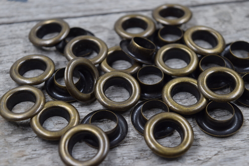 Eyelet Fasteners - Metal Brass, All Sizes, Nickel/Gold/Antique/Black/NKL Plating, Round Shape