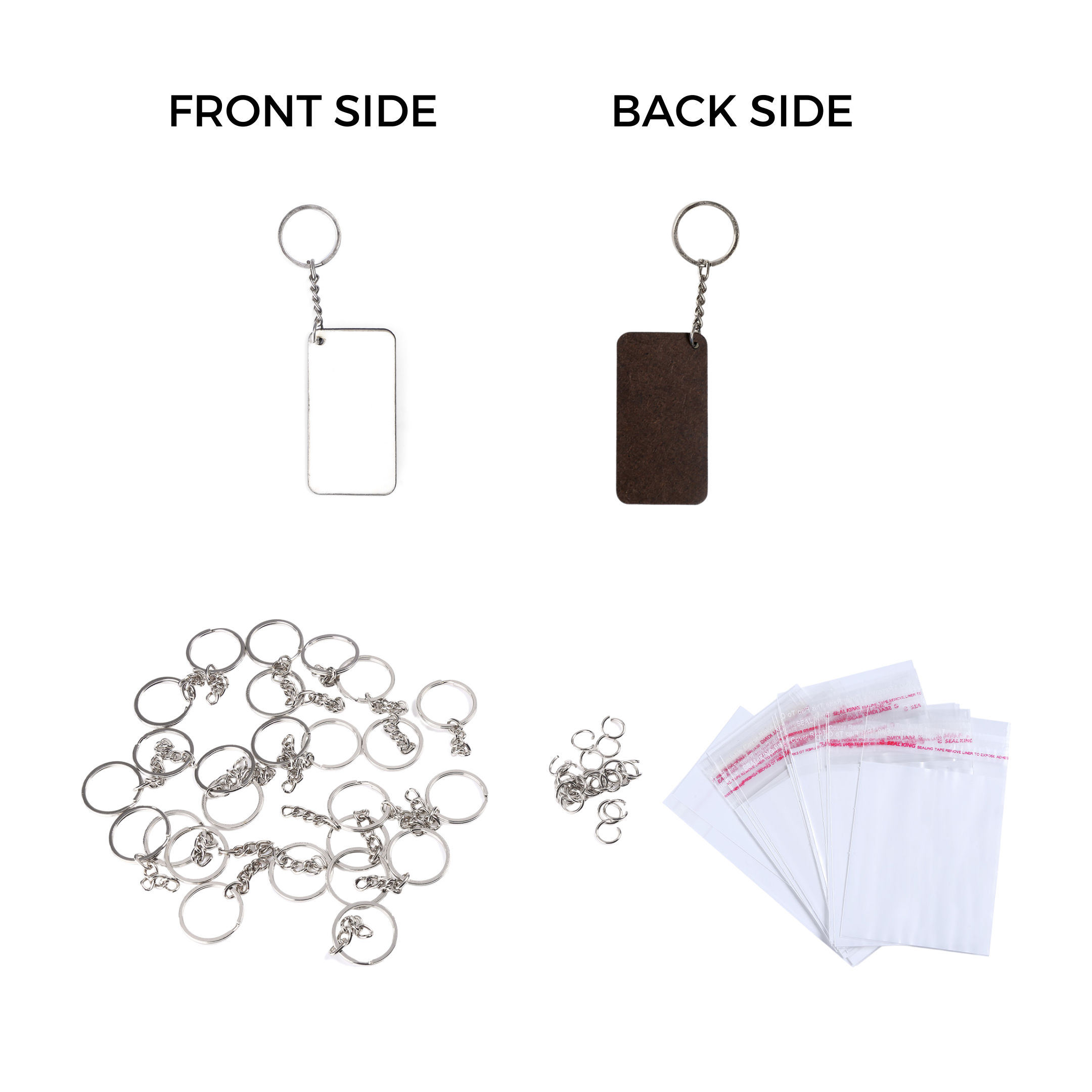 Yorkker Sublimation Blank Keychain Pack of 25 pcs Rectangle Shapes