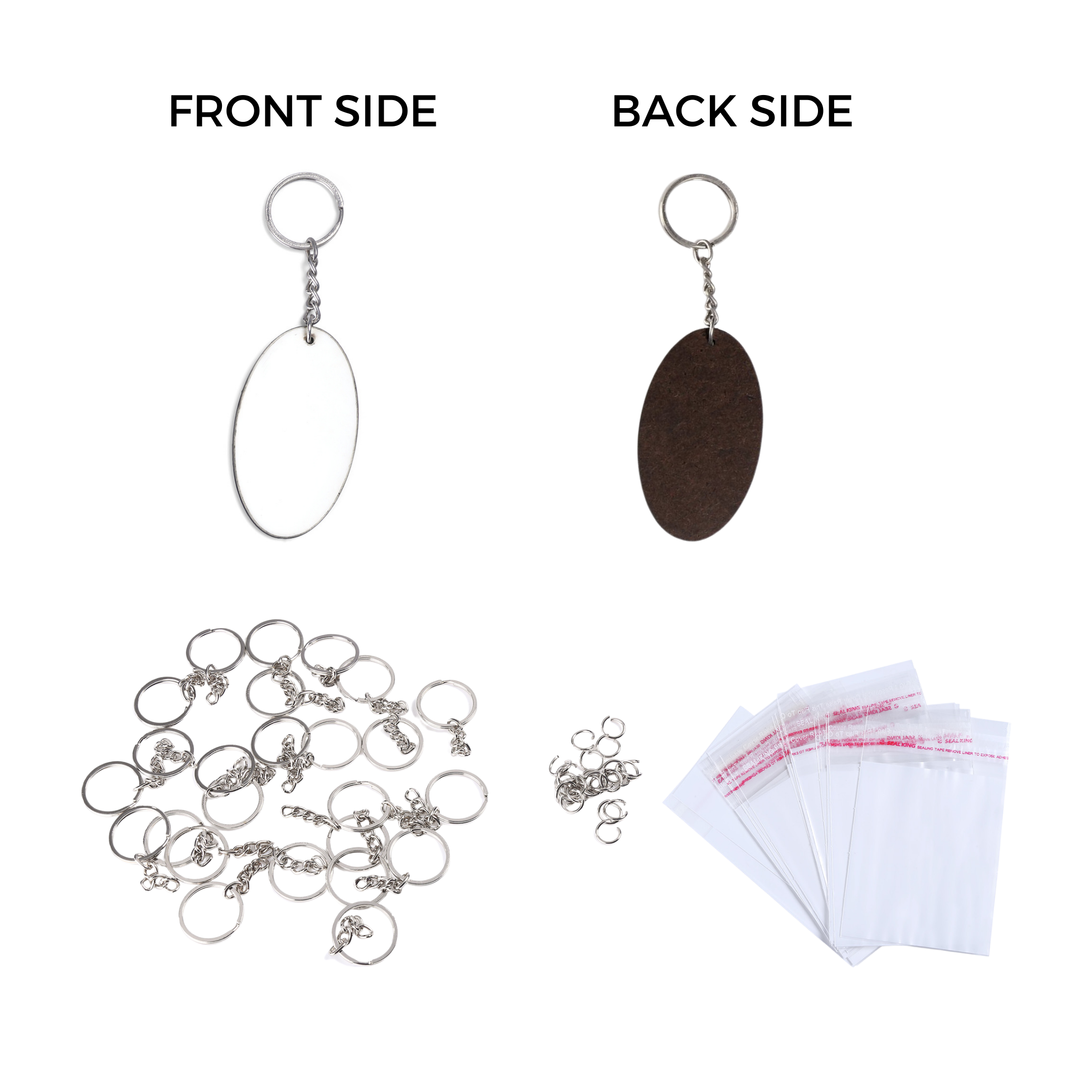 Yorkker Sublimation Blank Keychain Pack of 25 pcs Oval Shapes