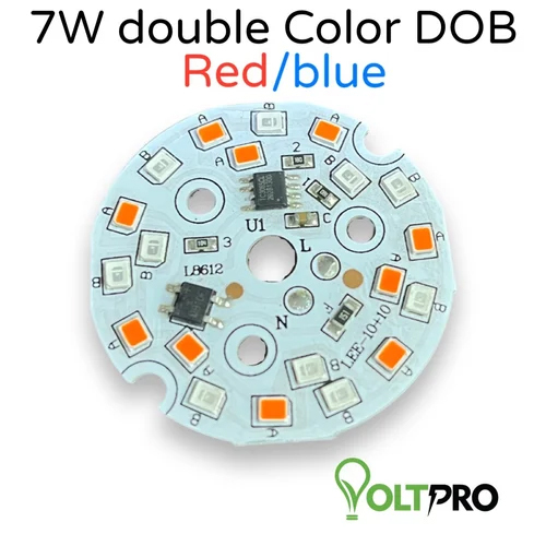 7W Double Color Red-Blue DOB - Aluminum, 7 Watt , Red and Blue LED Light Chips for Dynamic Illumination and Effective Light Distribution