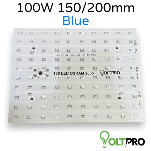 100W LED Blue Street PCB Light - Aluminum, Rectangular, Available in Different Sizes, White Body, Blue Light Color | Ideal for Electronics Applications