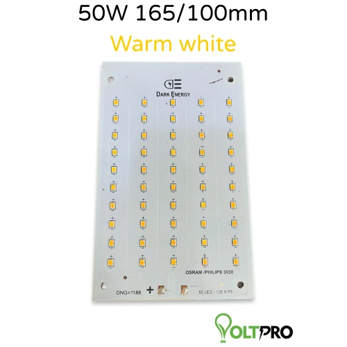 50W LED Street PCB Light - Aluminum, 165x100mm, White | Warm White Light, Rectangular Design, Designed for Electronics Applications