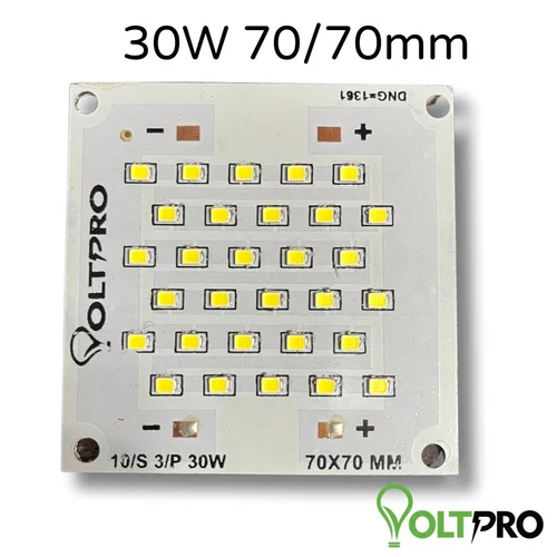 30W LED PCB Flood Lights - Aluminum, 70x70 mm, Pure White | Metal Core Base, Square Shape, Ideal for Electronics Applications