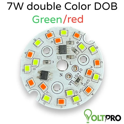 7W Double Color Red Green DOB - White Color, Different Sizes Available | Application in Electronics, Power Supply Included, Warranty Offered