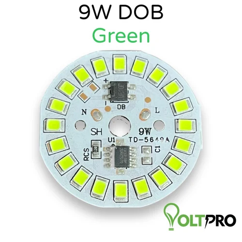 9W Green Color DOB Bulb - Aluminum Body, Round Shape | LED Flood Lights, Warranty Included