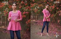 Cotton Jaquard Embroidered Tops - 28 Inch Length, Full Sleeves | Breathable, Quick Dry, Non-toxic, Washable, All-season Comfort