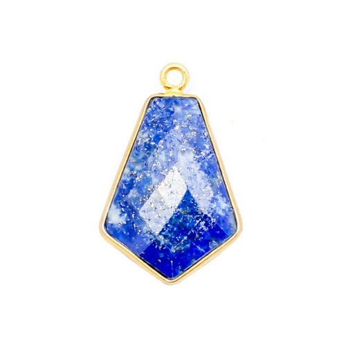 Charms Lapis Lazuli Gemstone 15X20Mm Tie Shape Gold Vermeil Bezel Set Pendant