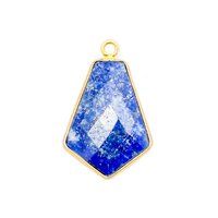 Lapis lazuli Gemstone 15x20mm Tie Shape Gold Vermeil Bezel set Pendant