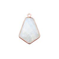 Rainbow Moonstone Gemstone 15x20mm Tie Shape Gold Vermeil Bezel set Pendant