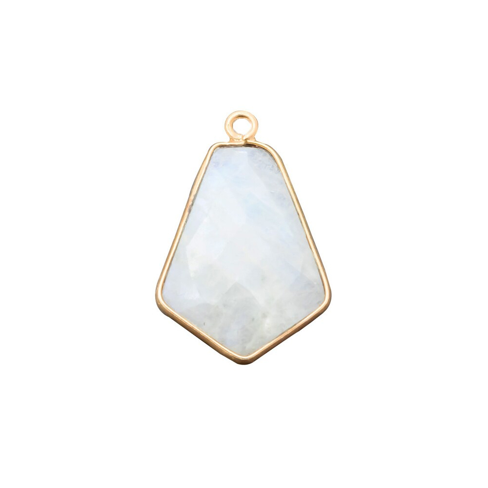 Rainbow Moonstone Gemstone 15x20mm Tie Shape Gold Vermeil Bezel set Pendant