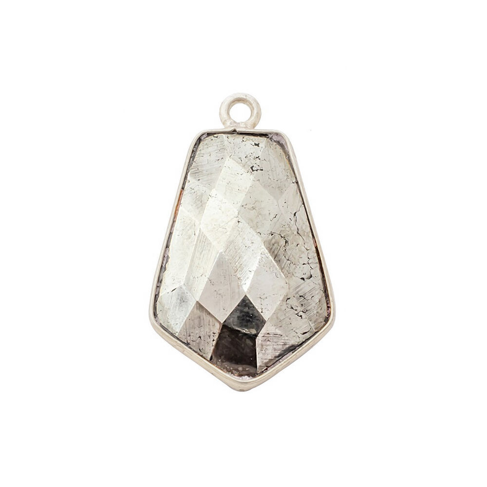 Pyrite Gemstone 15x20mm Tie Shape Gold Vermeil Bezel set Pendant