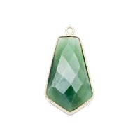 Serpentine Gemstone 15x20mm Tie Shape Gold Vermeil Bezel set Pendant