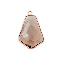 Smoky Quartz Gemstone 15x20mm Tie Shape Gold Vermeil Bezel set Pendant