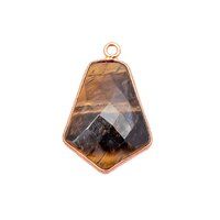 Tiger Eye Gemstone 15x20mm Tie Shape Gold Vermeil Bezel set Pendant