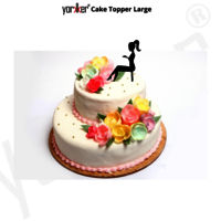 Yorkker Birthday Cake Topper Black Acrylic Sitting Girl Cake Decoration (Size- Large Pack of 1)