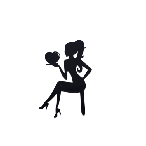 Yorkker Cake Topper Black Acrylic Sitting Girl Cake Topper Cake Decoration Supplies - High-Quality Acrylic , Durable and Reusable for Romantic Celebrations