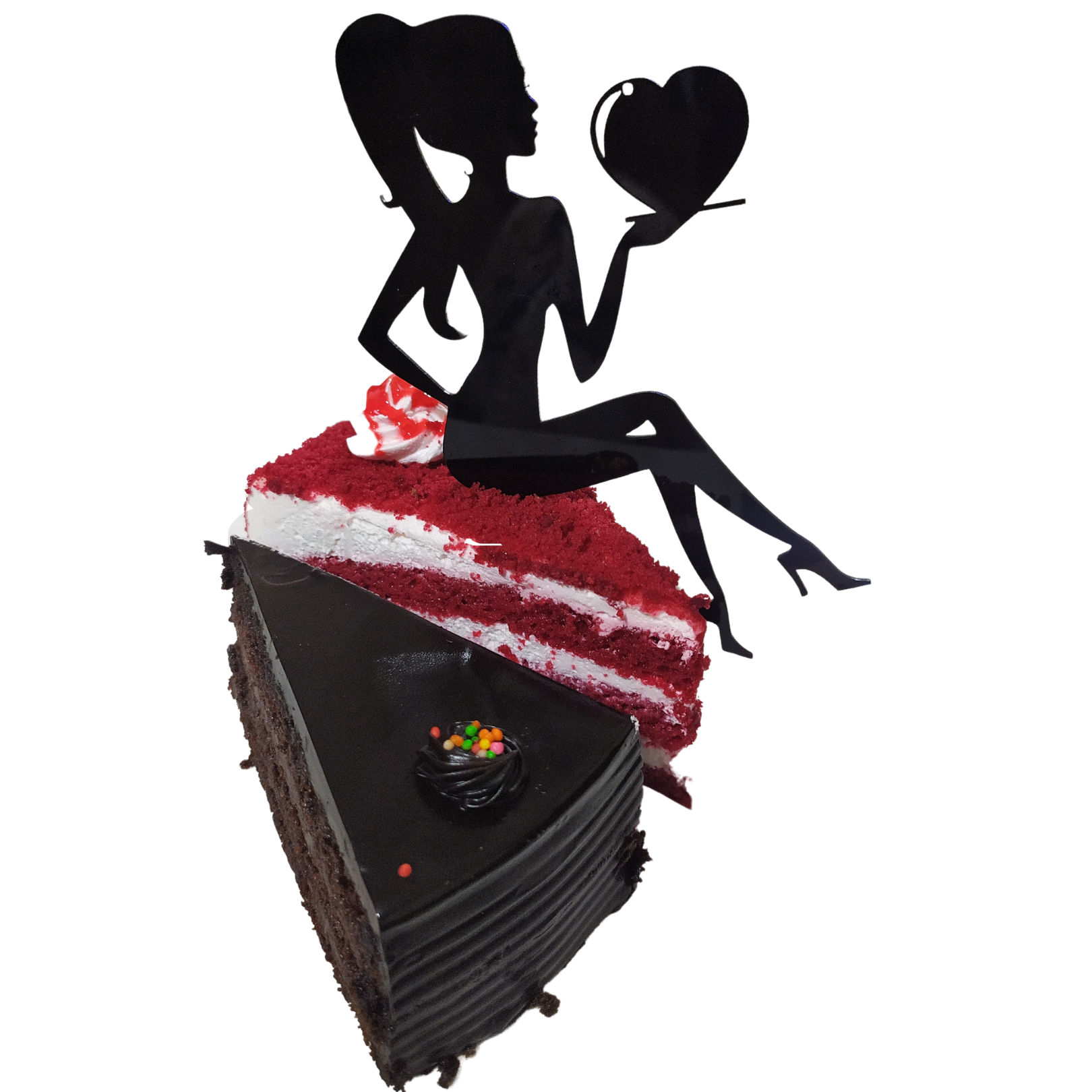 Yorkker Cake Topper Black Acrylic Sitting Girl Cake Topper Cake Decoration Supplies(Size- Large)