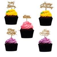 Yorkker Cake Toppers Small  Golden Acrylic Cake Toppers 5 Pcs