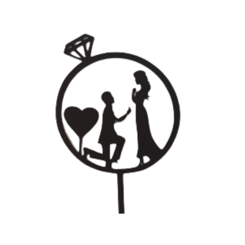Yorkker Cake Topper - Large, Black Acrylic Couple Decoration for Cakes, Cupcakes, and Ice Cream Desserts