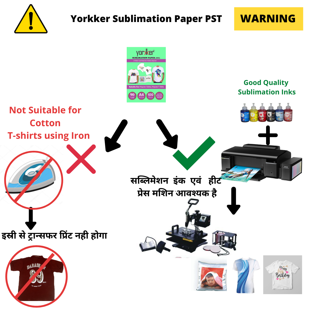 Yorkker Sublimation Paper PST Special for Polyster Clothes and T-shirts A4 X 100 sheets X 1 packet