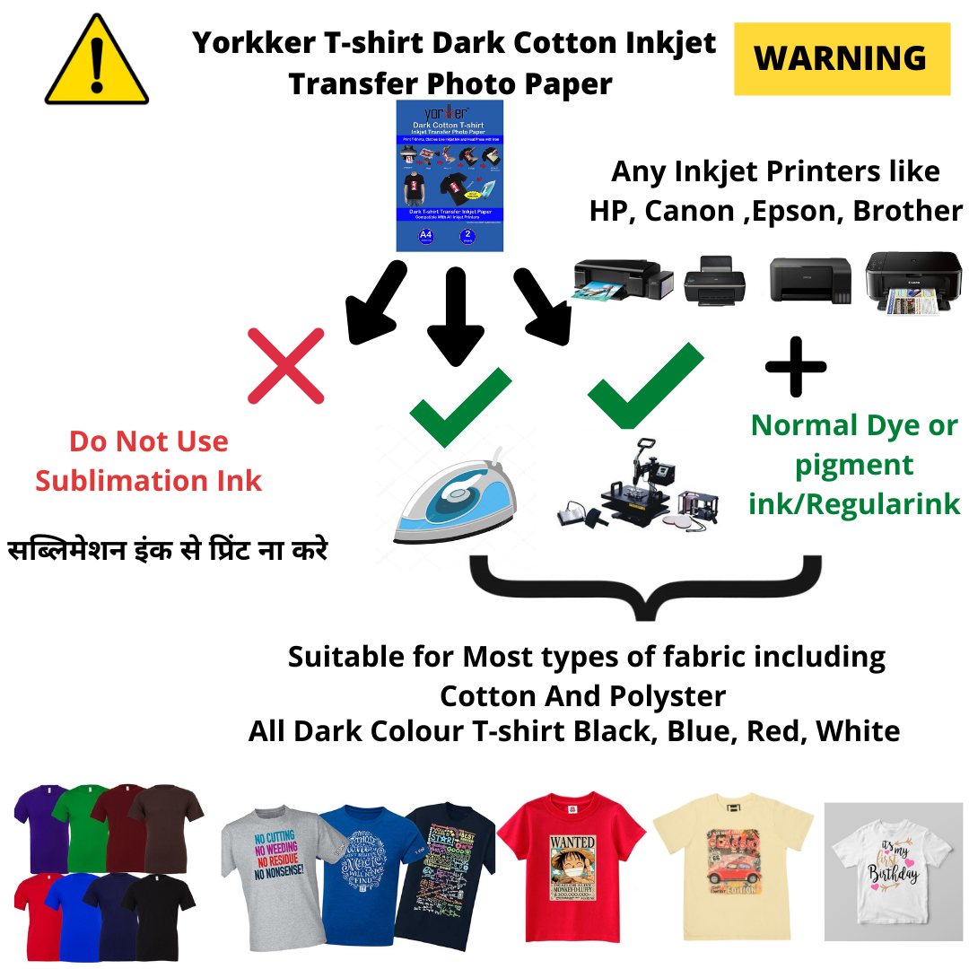 Yorkker LC T-shirt Light Cotton Inkjet Transfer Photo Paper Pack