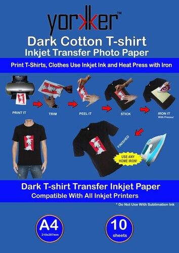 Yorkker Lc T Shirt Light Cotton Inkjet Transfer Photo Paper Pack Of 10 Light Cotton