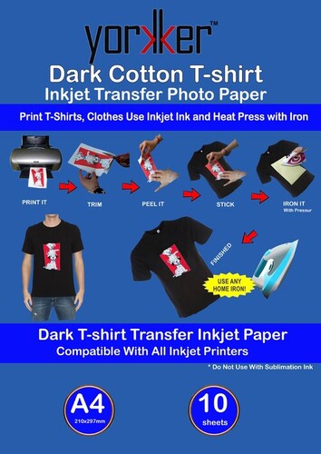 Yorkker Lc T Shirt Light Cotton Inkjet Transfer Photo Paper Pack of 10 Light Cotton
