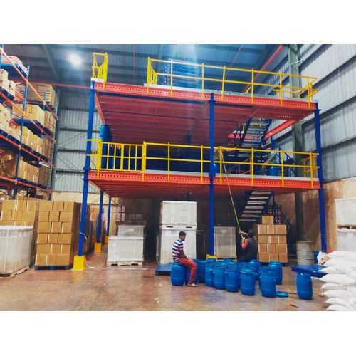 Blue & Orange Industrial Mezzanine Floor