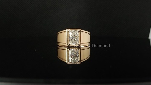 Lab Grown Radiant Solitaire Mens Diamond Ring