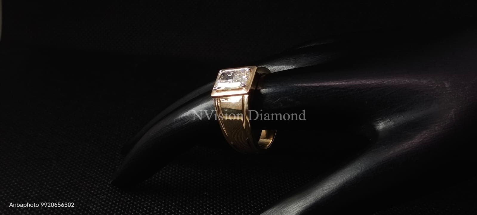 Lab Grown Radiant Solitaire Mens Diamond Ring