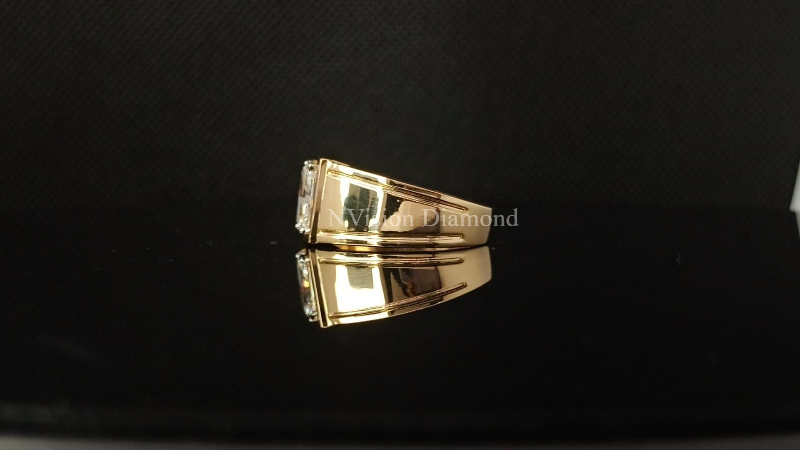 Lab Grown Radiant Solitaire Mens Diamond Ring