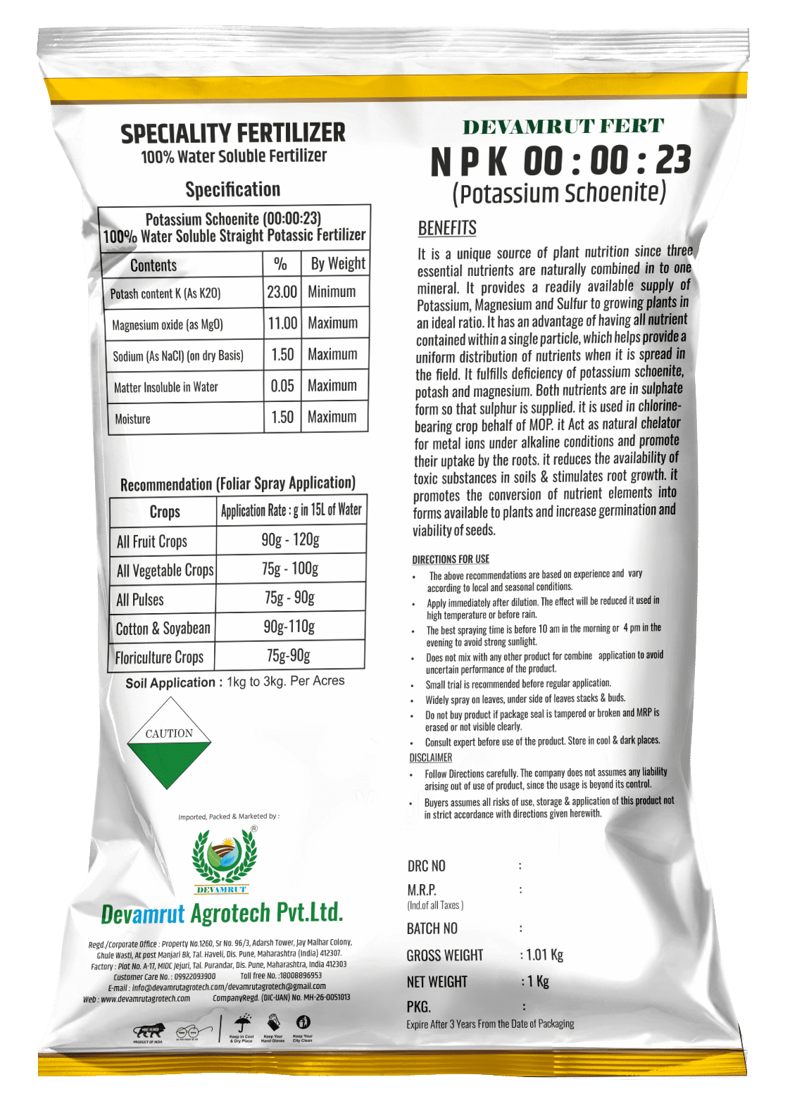 NPK 00.00.23 Potassium Schoenite