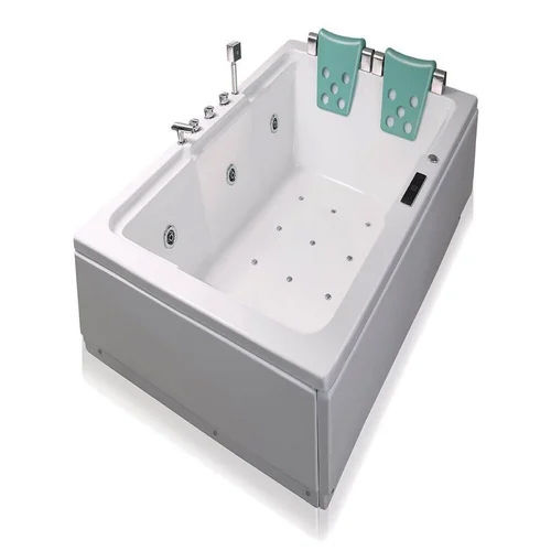 Glossy White Rectangular Jacuzzi Massage Bathtub