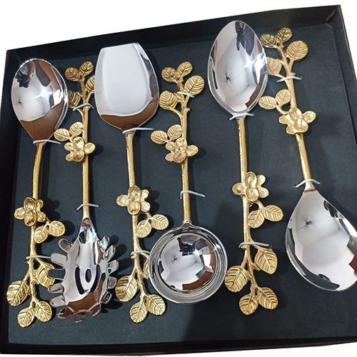 Gold Leaf Spoon Set - Color: As Per Availability