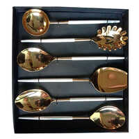 White Gold Cutlery Set - Polished Metal, Customizable Size, Modern Design, Elegant Finish