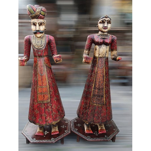 Wooden Antique Hand Painted Statue