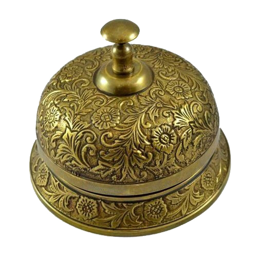 Brass Engraved Counter Bell Ornate Desk Bell Calling Bell