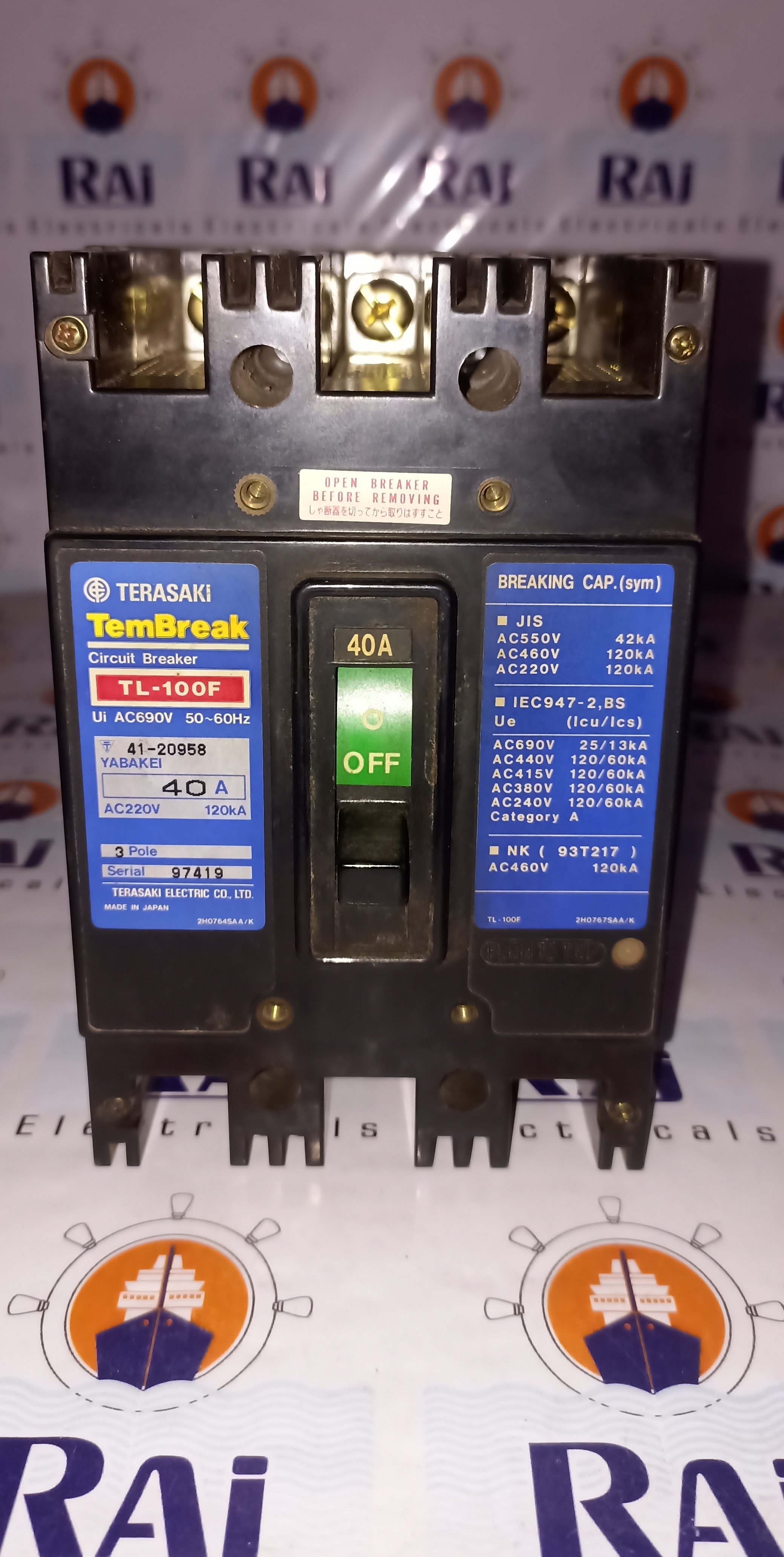 TERASAKI (TL-100F) 40A 3P MCCB