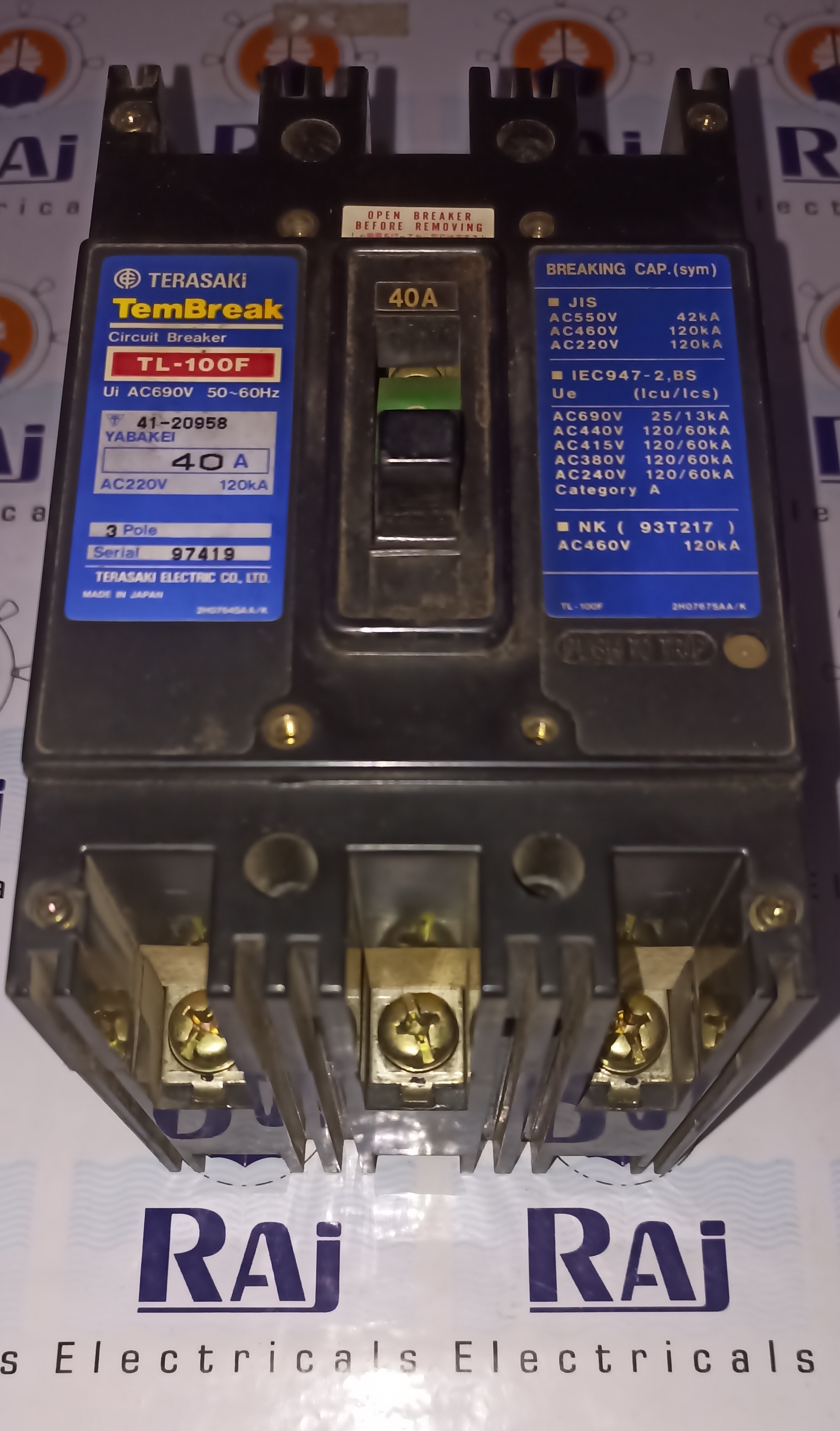 TERASAKI (TL-100F) 40A 3P MCCB