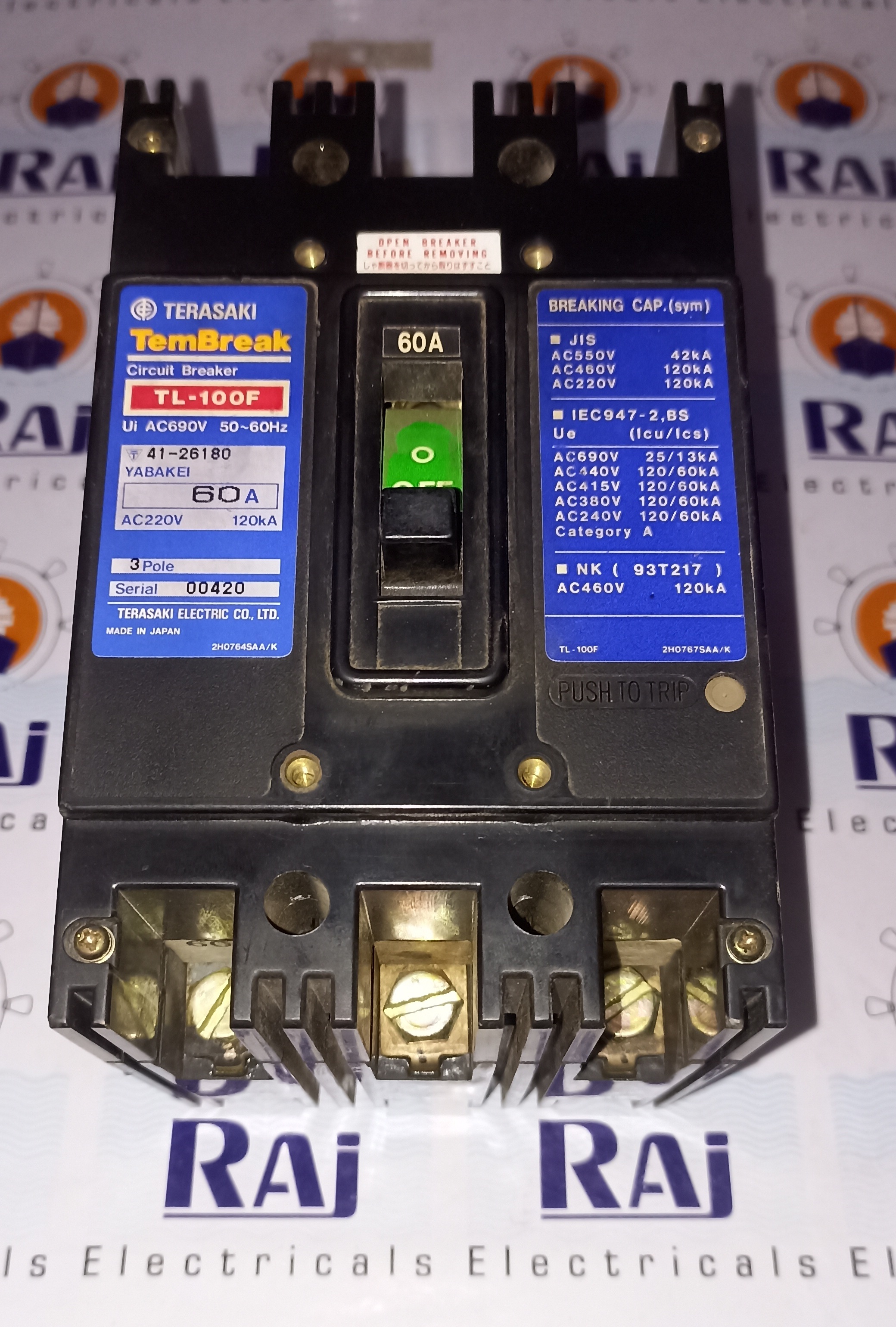 TERASAKI (TL-100F) 60A 3P MCCB